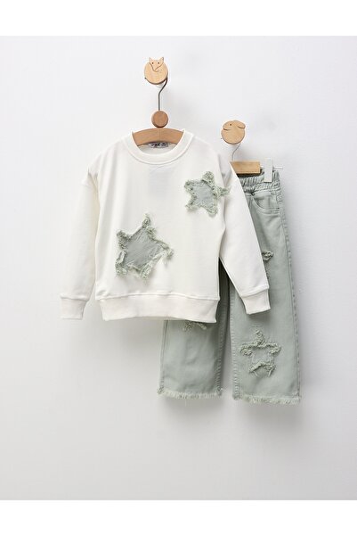 MiniKids Compleu Two Stars, model alb-verde 110 (4-5 ani)