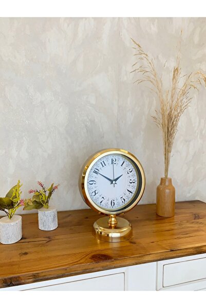 KOLAYEV Gold Metal Desenli Masa Saati 25x20 cm – Dekoratif Lüks Ofis & Salon ...