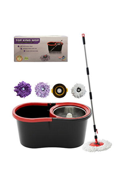 MASTPAD Set mop rotativ 360° cu galeata cu stoarcere și 4 rezerve microfibra,...