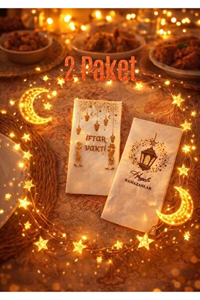 STRAINST 2 Paket Ramazan İftar Sofrası Peçete Hayırlı Ramazanlar Hoşgeldin Ra...