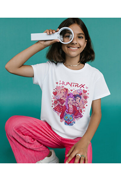 ALPŞAN TİCARET Μπλουζάκι Anime Huntrix - Λευκό μπλουζάκι για κορίτσια με χαρα...