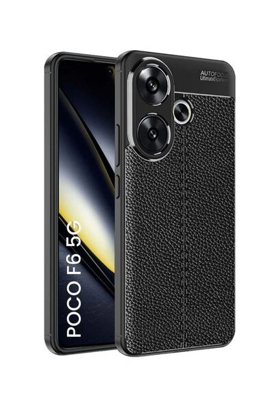corcishop Poco F6 Camera Protected Leather Look Stitched Pattern Protective F...