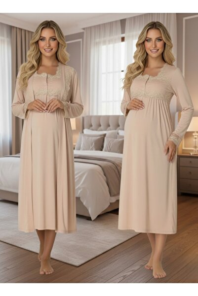 Lohussa Women's Mink Long Sleeve Stylish Lace Detailed Buttoned 100% Cotton M...