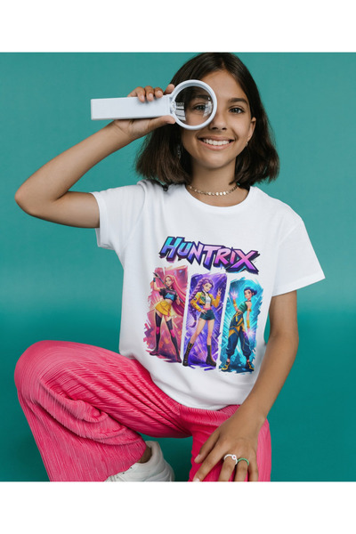 ALPŞAN TİCARET Μπλουζάκι Anime Huntrix - Λευκό μπλουζάκι για κορίτσια με χαρα...