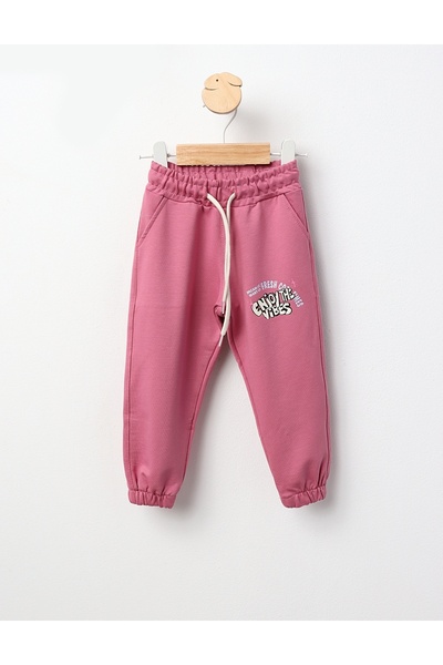 MiniKids Pantaloni trening ENJOY THE VIBES roz pal 104 (3-4 ani)