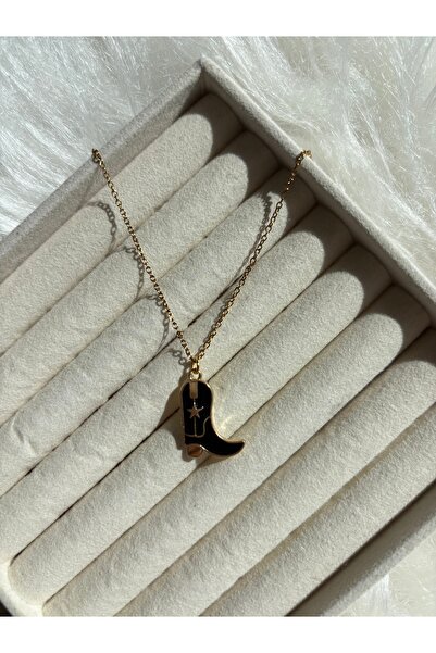 Gold Siyah Kovboy Çizme Charm Kolye Serisi