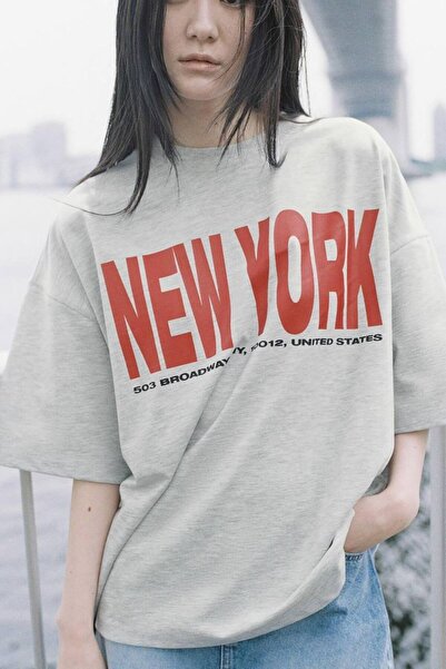 EAS GİYİM Printed Oversize Basic T-Shirt