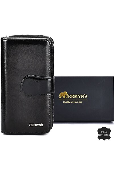 JERMYN'S Roma women's genuine leather wallet, elegant, black