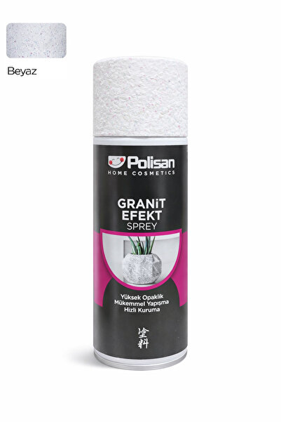 Polisan Granit Efekt Beyaz Sprey Boya Taş Görünümlü Dekoratif Sprey 400 ml Beyaz