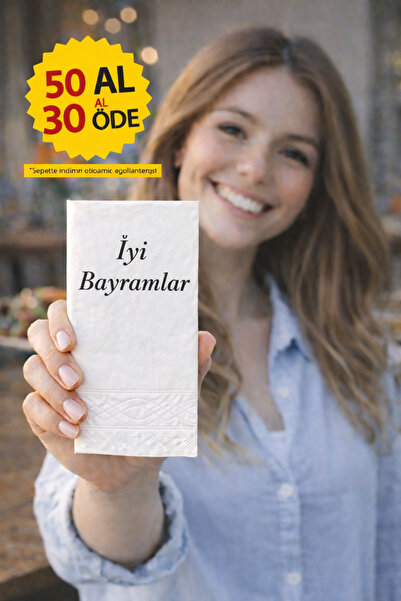 Palo Santo 200 Adet İyi Bayramlar Baskılı Peçete Lüks Dekor Motto Misafir Sun...