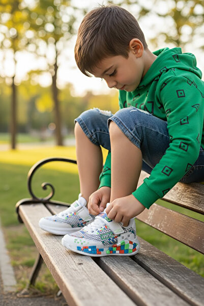 Ayakkabı Fuarı Elit LS-P-03-26Y Ghete Pantofi de mers pentru băieți, albi