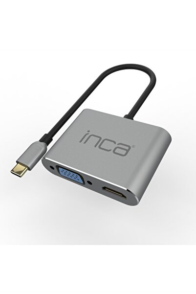 Inca Itpc-06T 15cm Type-C=>Hdmi+Vga+Usb Hub