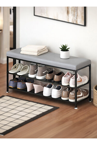 Cady One Heavy-duty, two-tiered shoe organizer، comfortable padded seat and a...
