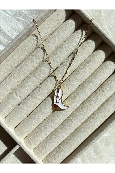 Gold Beyaz Kovboy Çizme Charm Kolye Serisi