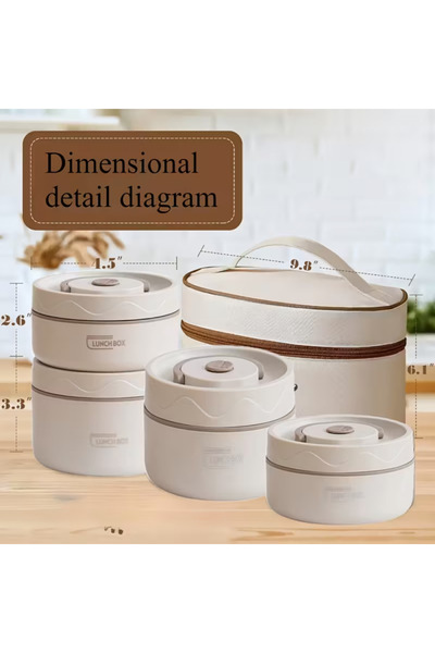 OEM Set 4 caserole termice si geanta transport termica, capacitate 440 ml/600 ml