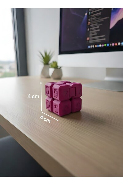 Hello Kitty'li Pembe Renkte Sonsuz Küp | Stres Küpü | Infinity Küp | 3D Baskı