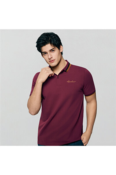 Giordano قميص بولو رجالي ضيق من قماش البيكيه مع ياقة بلون مغاير وتطريز مميز