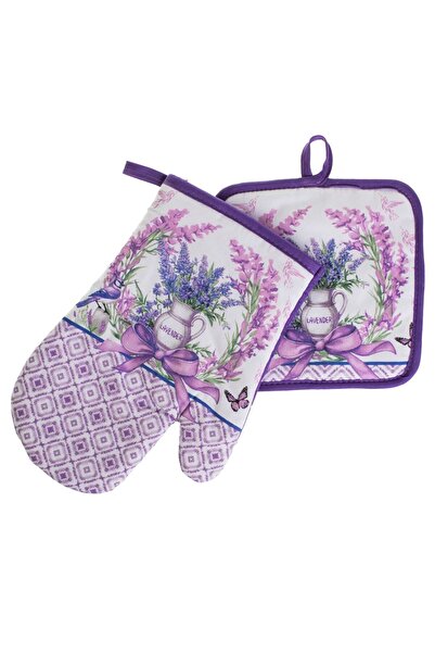 OEM Manusa & Servet de Bucatarie cu Model de Paste Lavanda - 2buc