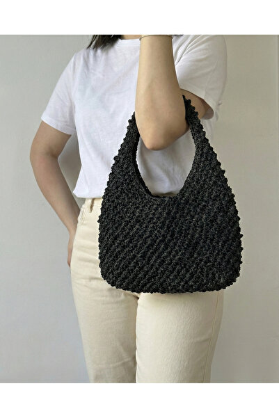 MSM M'sm Kadın Hasır Çanta, Örme Çanta, Hediye Çanta, Kağıt İpten Çanta, Omuz...