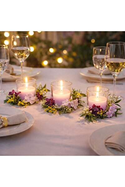 OEM Set of Candles with Flower Wreaths - 3pcs