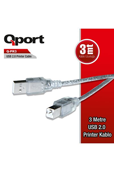 Qport Q-PR3 كابل طابعة USB 2.0 بطول 3 متر