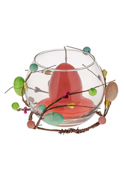 OEM Decorative Easter Candle Egg in Glass Container Crown with Eggs Ø8x10.5cm