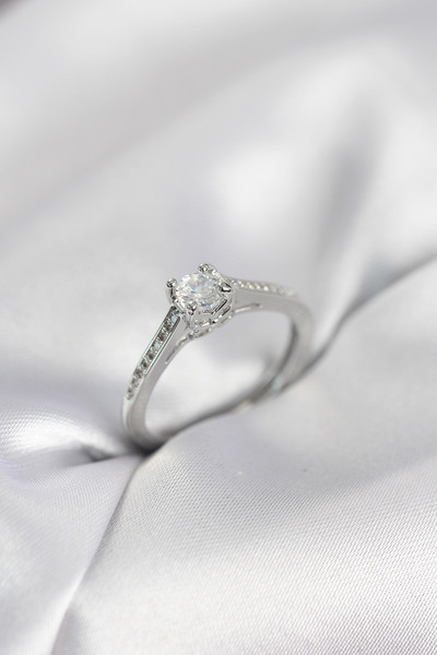 STİLLOVE Single Stone Silver Color Zircon Stone Model Women's Ring