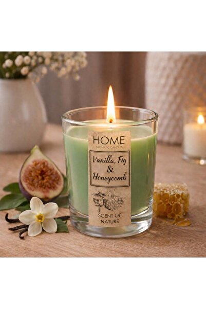 OEM Green Scented Candle with Vanilla Fig & Honeycomb Aroma in Container Ø5x6...