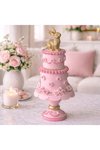 OEM Pink Polyresin Easter cake 33.5cm