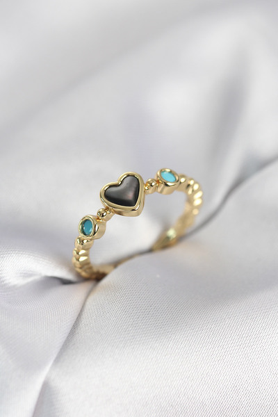 STİLLOVE Gold Color Hematite Stone Women's Ring