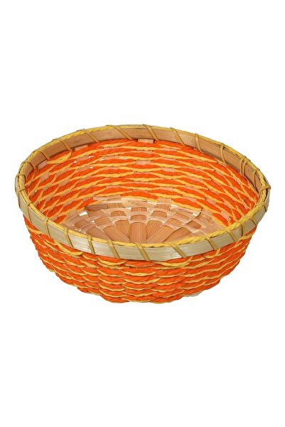 OEM Cos Decorativ de Paste Rotund din Bambus Portocaliu Ø23x8cm