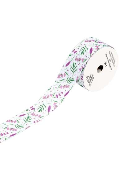 OEM Panglica Ambalaj Alba cu Model Flori de Lavanda 1mx2.5cm