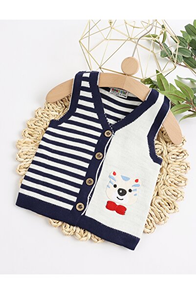 MiniKids TEDDY BEAR WEDDING WEAR WHITE-NAVY BLUE 98 (24-36 months)