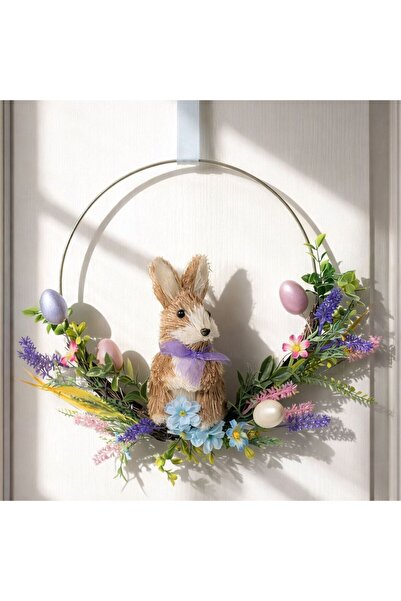 OEM Decorative Easter Wreath with Rabbit Eggs Flowers Ø36cm