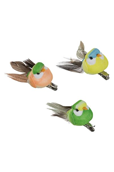 OEM Set Pasari Decorative Colorate cu Pene pentru Perdele 7cm - 3buc