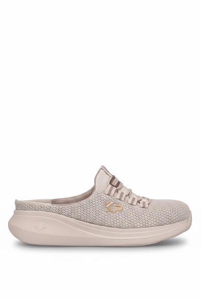 KİNG PAOLO D5109 Krakers Sabo Women's Memory Foam Flat Sandals Beige