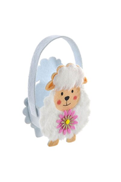 OEM Geanta Decorativa de Paste din Pasla cu Maner Oita Alba 12x7x16cm