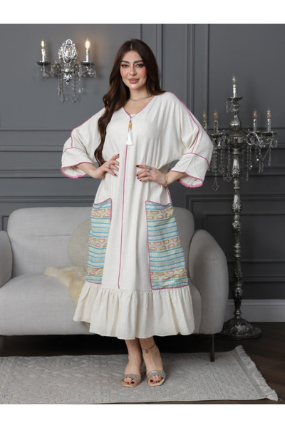 Nice Model Contemporary Linen Midi Reception Dress Puffy Ruffle Hem Jalabiya ...