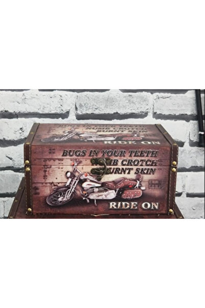 esdekor Giftpoint Wooden Box Motorcycle Office Hobby Gift Storage Chest Small