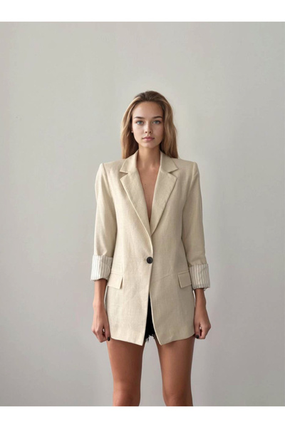 jöns since 1997 Жіночий піджак з складками та одним ґудзиком з льону