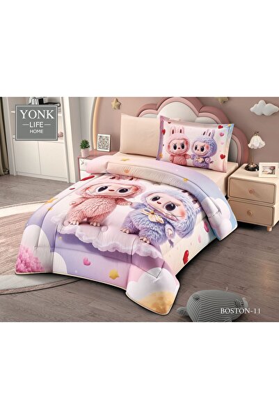 YONK طقم لحاف اطفال بتصميم كرتوني لطيف-نعومة و راحة لنوم هادئ