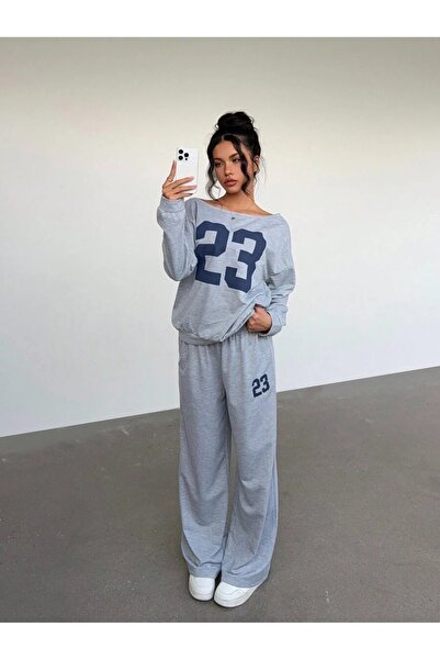 OVER HEAD Women's 23 Printed Boat Neck Straight Leg Jogger Top and Bottom Tra...