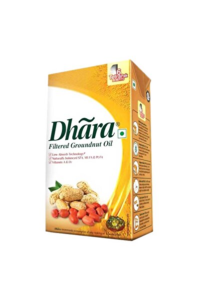 Dhara زيت طهي نقي معصور على البارد من الفول السوداني (1 لتر)