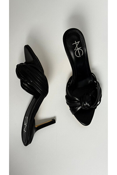 Naz Luxury Shoes ESSUJA TOPUKLU TERLİK SİYAH