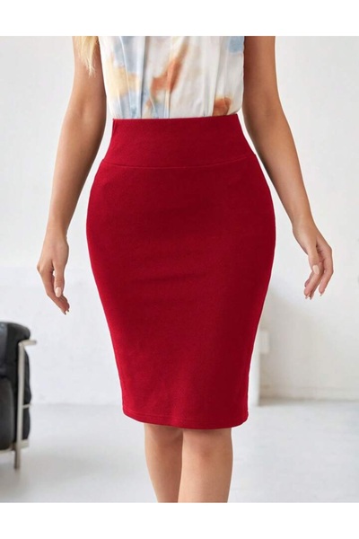MAROVOAY Plus Size High-Waisted Lycra Mini Length Pencil Skirt