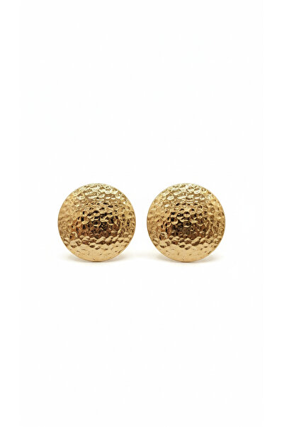 GLİTHE.CO Steel Forged Patterned Gold Plate Earrings