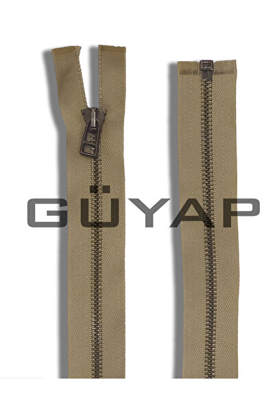 GÜYAP YAPI TEKSTİL Premium Demir Diş Mont Fermuarı [ 60 cm Bej - Oksit Diş Ti...
