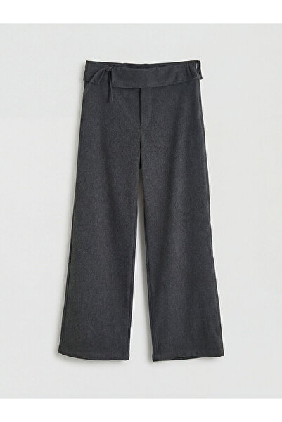 LC Waikiki مجموعة إلسيفا: بنطلون جبردين واسع الساق للفتيات بلون أنثراسايت