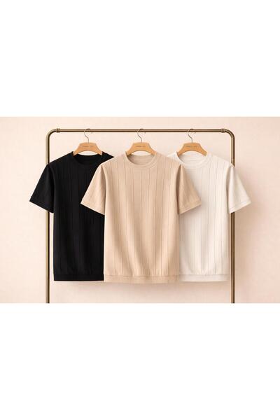 threeoff Чоловіча футболка з фіт-кроєм, велосипедний комір, облягаючий крій, ...