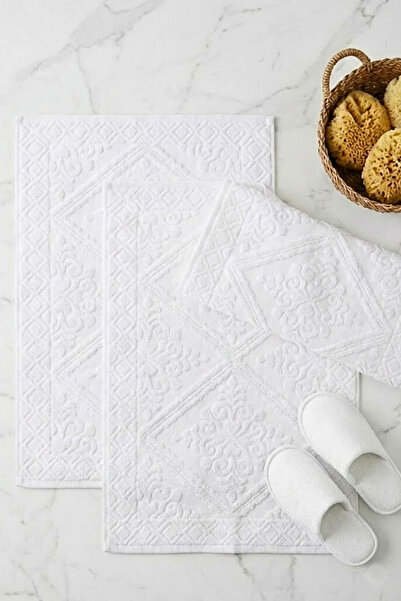 Valmia Home Set of 2 100% Cotton Luxury Jacquard Bath Foot Towels 50X70 cm